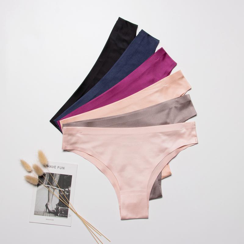 Ledové hedvábné bezešvé kalhotky dámské sportovní kalhotky Sexy pevná tanga