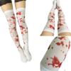 Halloween Blood-Stained White Silk Mesh Stockings for Party Decorations and Props