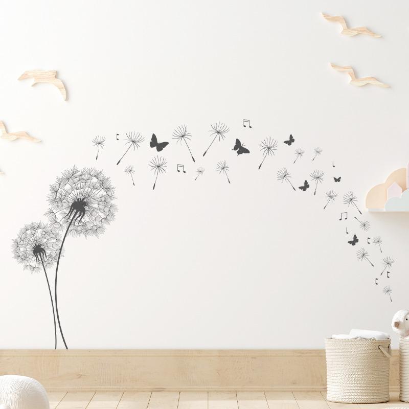 1 Pezzo Fiore di Tarassaco Sagomato Farfalle Adesivi Murali per Stanza dei Bambini Decalcomanie Murali Decorazioni per la Casa Sfondo Decorazione Camera da Letto