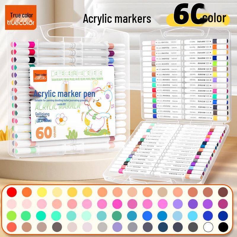 True Color Stackable Acrylic Markers - Non-Bleeding Watercolor Pens for Students and Kids