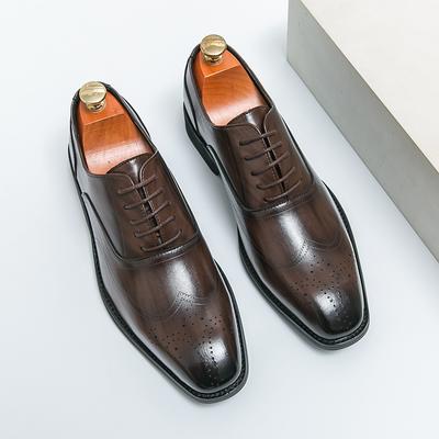 Mode Herren Oxford Schuhe PU Einfarbig Schnürschuhe Niedriger Absatz Skulptur Business Formelle Schuhe Klassische Vielseitige Herrenschuhe Große Größen 38-46
