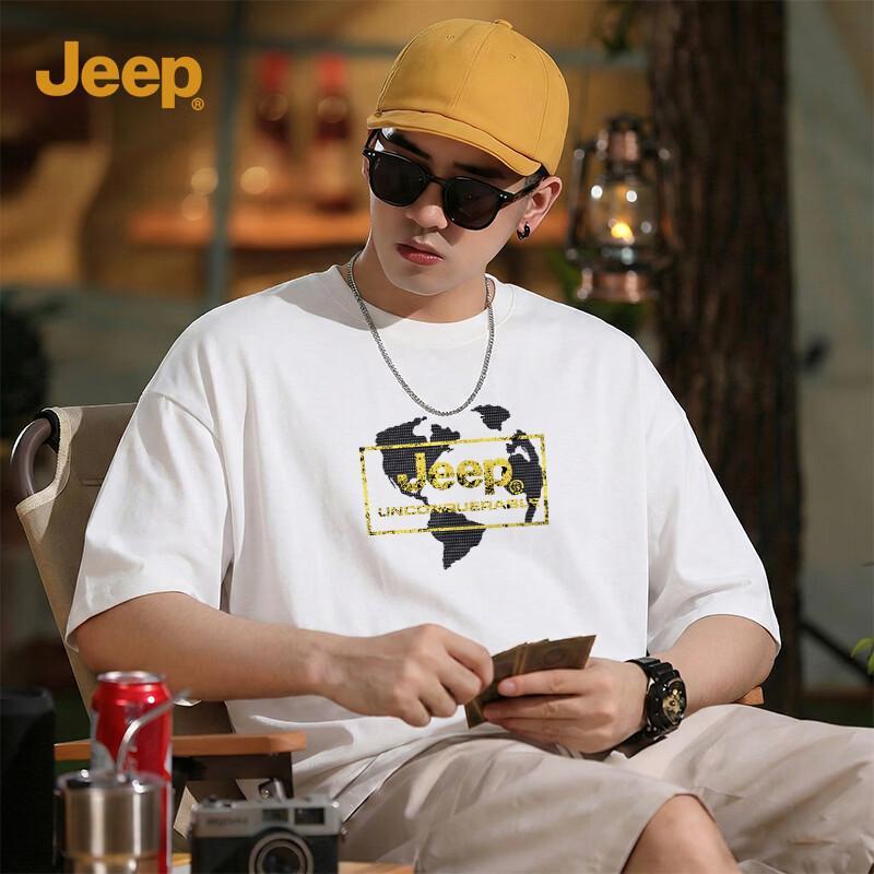 JEEP Men s Oversize Heavyweight Cotton T-Shirt L