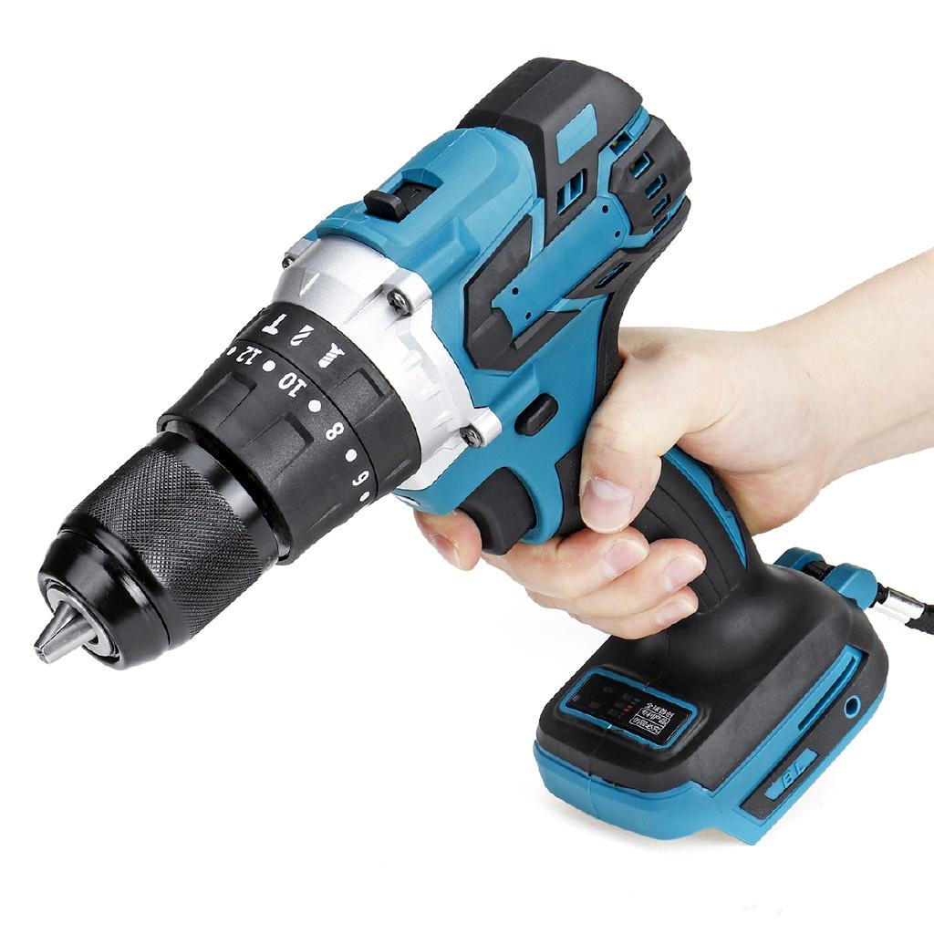 Trapano a percussione elettrico Brushless Avvitatore elettrico 13mm 20+3 Coppia Trapano a percussione senza fili per batteria Makita 18V 3in1