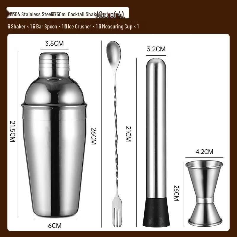 UOSO Stainless Steel Glass Cocktail Shaker Set