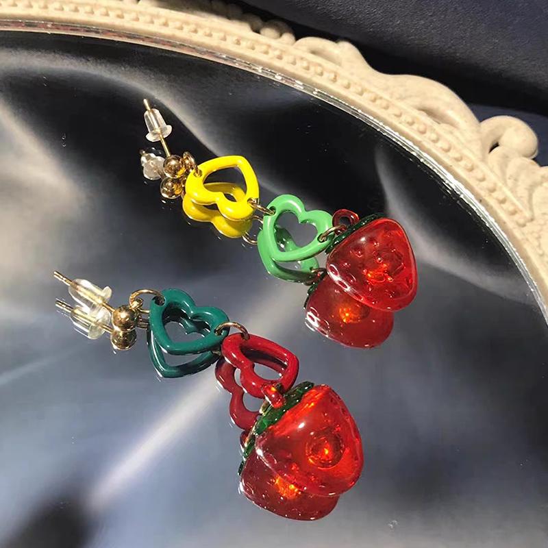 

Ins Sweet Strawberry Earrings Cute Y2K Handmade Cuisine Ceargs Quality Drop Earrings For Girls Women Gift Lovely Jewelry