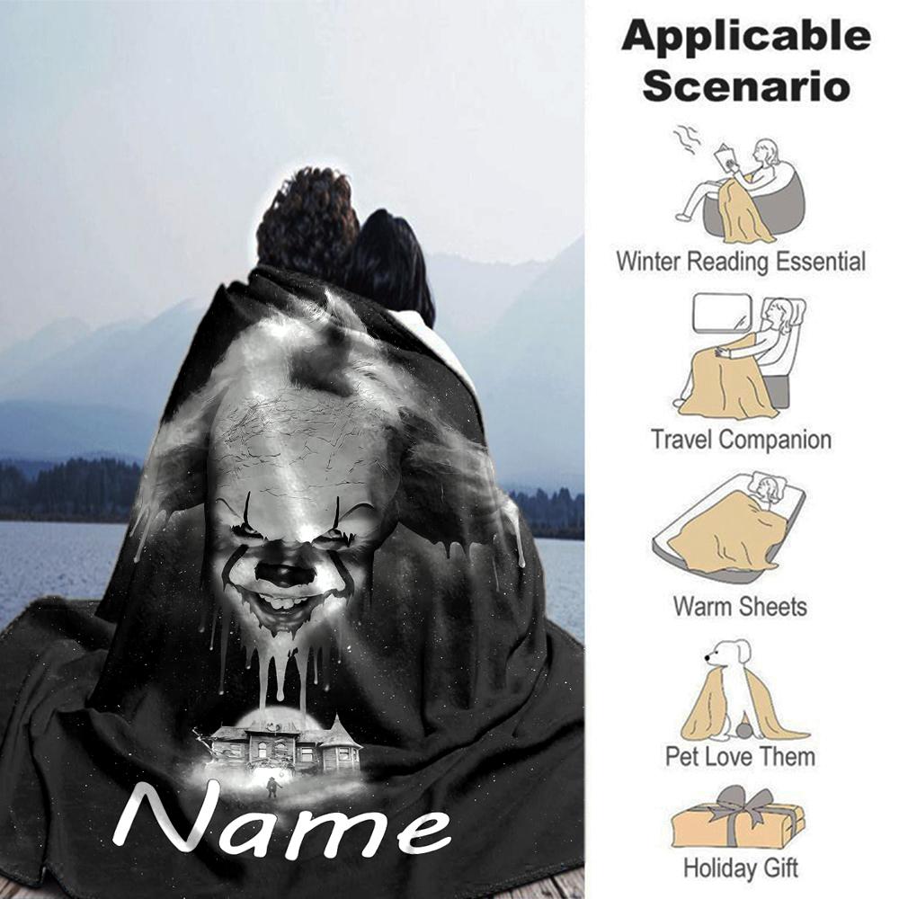 Customiz Name Personality Pennywise the Dancing Clown Blanket Soft &Warm Sofa Office Bed Travel Lunch Break Blanket, Gift Suitable All Seasons