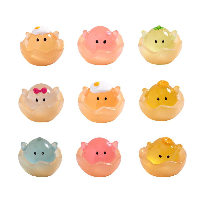 Mikrolandskap Søt Selvlysende Eggeskall Kylling Søt Kylling DIY Smykker Blindpose Tilbehør Skrivebord Bil Dekor