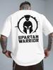 Spartan Warrior Graphic    with Spartan Helmet  Text Pattern 100 Cotton  Short Sleeve Casual Oneck Mens Printed Tshirt