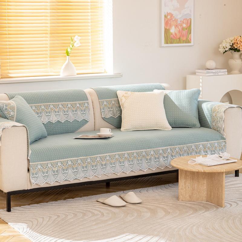 Jacquard Sofa Cover Wash All Cotton Living Room Sofa Cushion New Non-Slip Simplicity Solid Colour Universal Cushion Sofa Cover