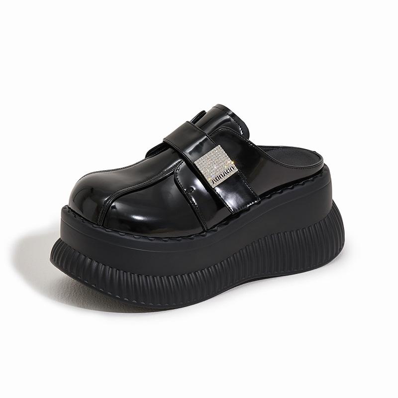 Platform sandals women's 2025 summer new muffin outer wear bag head half slippers increase height fashionable versatile cool slippers