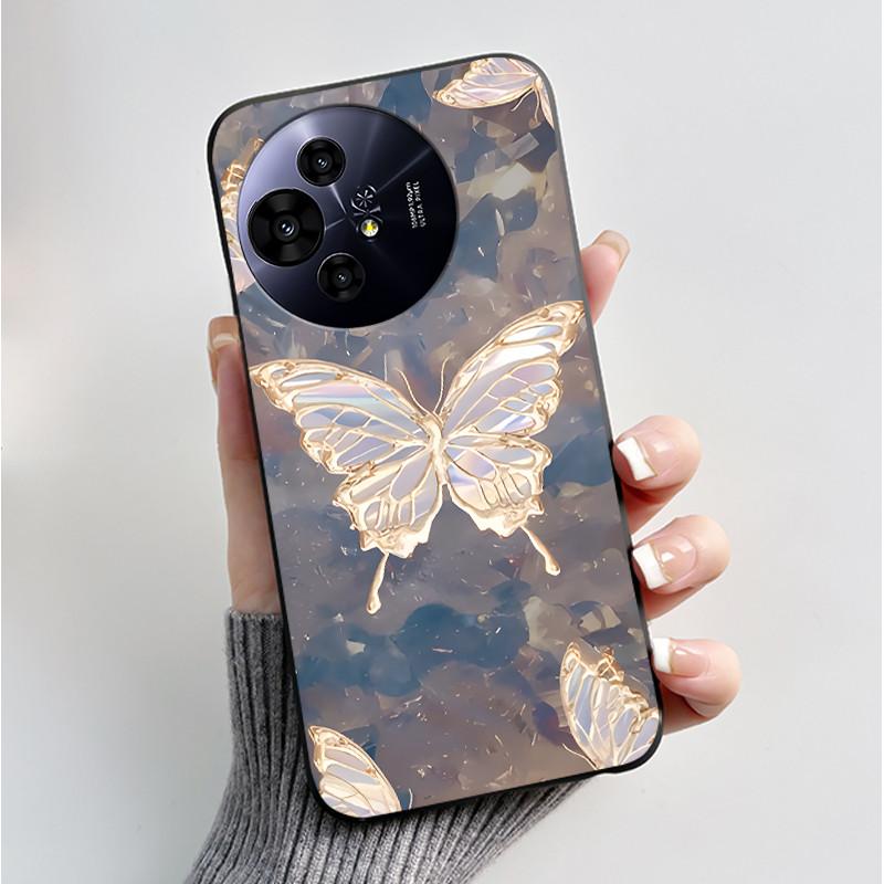 Case For TCL 50 Pro NxtPaper 5G Phone Case Luxury Fashion Butterfly Flower Black Soft TPU Silicone Shockproof Cover Casing Shell