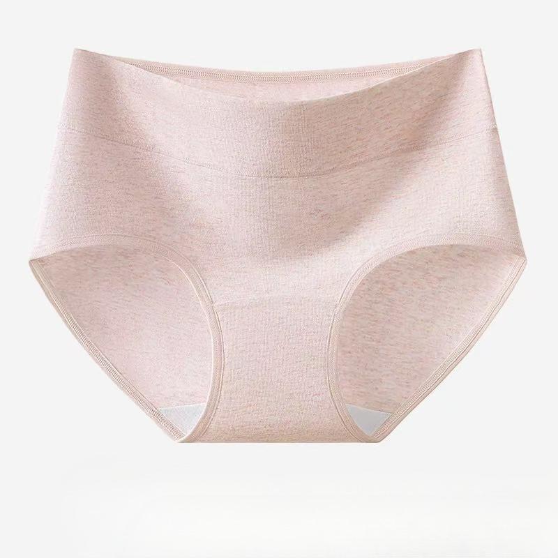 Ladies Spring and Autumn Simple A Class Colored Cotton Extended Crotch Light Abdominal High Waist Briefs
