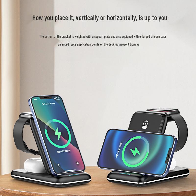 3-in-1 Foldable Wireless Charger for Apple Phones, Watches & Earbuds