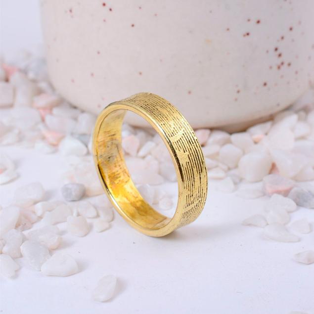 Handmade Brass Spinner Fidget Ring | Distressed & Floral Etched Textures Combo | Anxiety Relief Boho Statement Jewelry