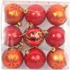 Set of 9 red and orange plastic baubles 6 cm