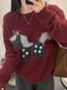 Women's Autumn/Winter 2026 Loose Wool Pullover with Heavy Industry Sequin Cartoon Pony Embroidery