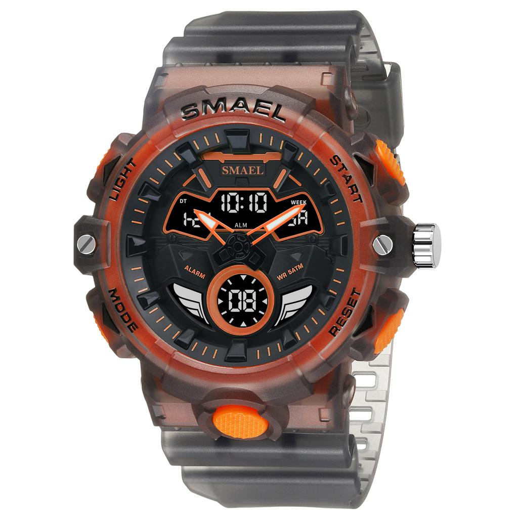 SMAEL 8085 Fashionable Digital Double Display Diver Watch with Alarm & Luminous 50 Bar Waterproof Day/Date Sport Outdoor Unisex