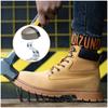 Big Size Men Fashion Steel Toe Caps Work Safety Boots Original Leather Worker Shoes Cowboy Platform Security Ankle Botas Protect