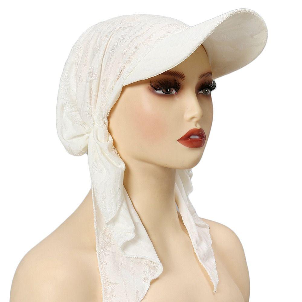 Stretch Fabric Baseball Cap Headscarf Curved Brim Sun Hat Headwrap Hajj Umrah