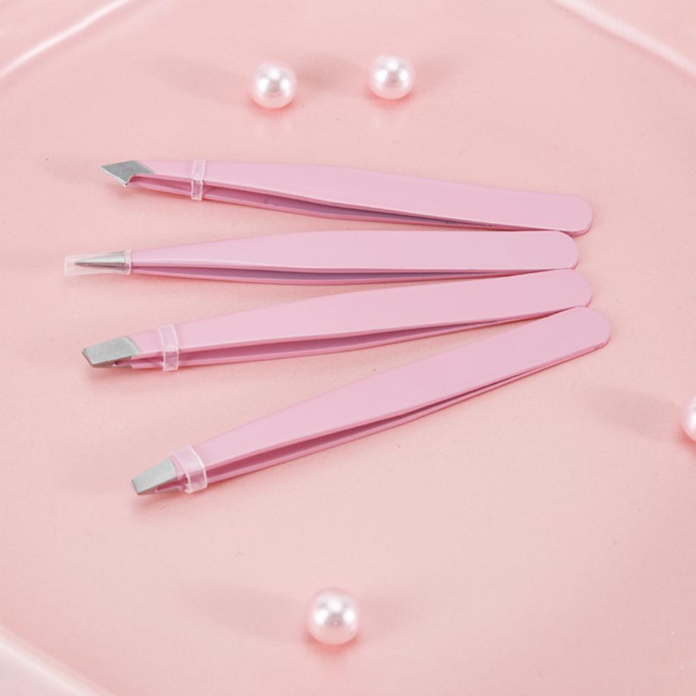 Eyebrow Tweezers Set with Storage Case 4PCS Daily Beauty Tools for Eyebrow Makeup & Hair Removal Stainless Steel Eye