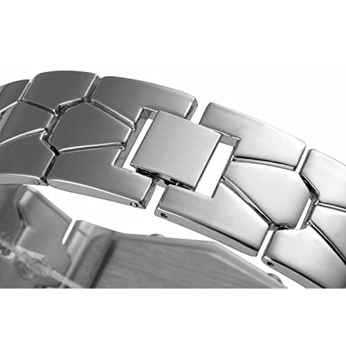 FANMIS Creative Fashion Blue LED Binary Digital Watch for Men, Stainless Steel with Silver Waterproof LED Backlight Bracelet, Silver, LED Binary Watch