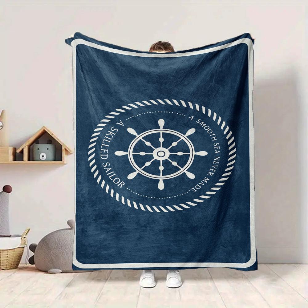 1Pc Smooth Sea Sailor Quote Blanket Soft And Comfortable Casual Warm Camping Travel Christmas Halloween Xmas Gift M928577