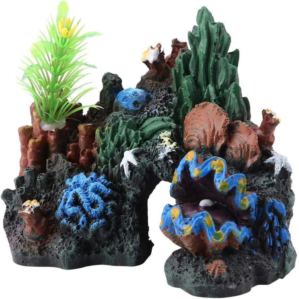 Resin Fish Tank Ornament Ocean Color Artificial Sea Plant Reef Aquarium Landscape Crab Shelter