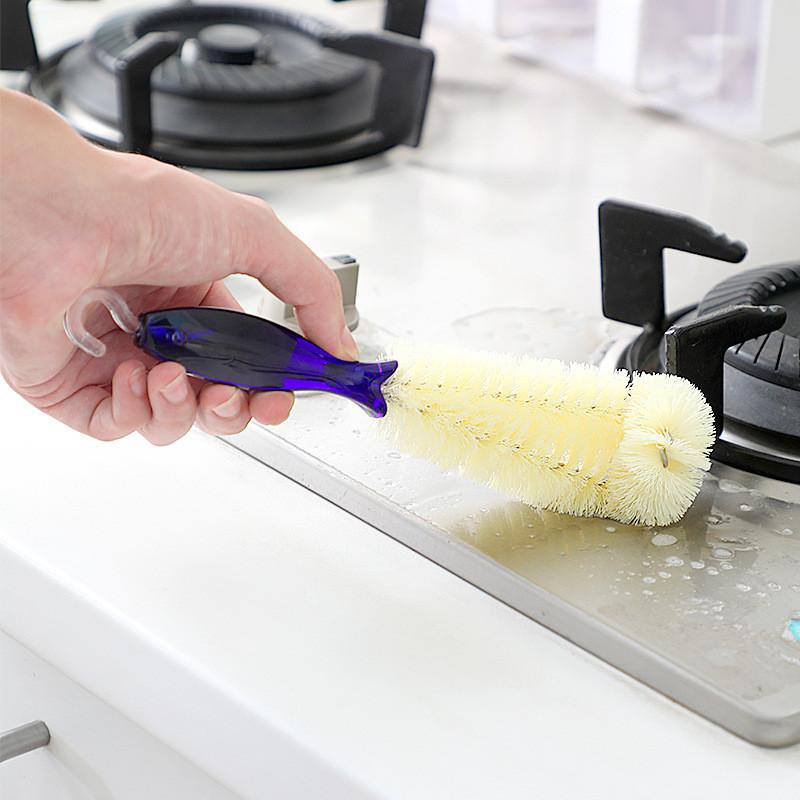 Angled Short Handle Bottle Brush With Nylon Bristles For Cleaning Deep