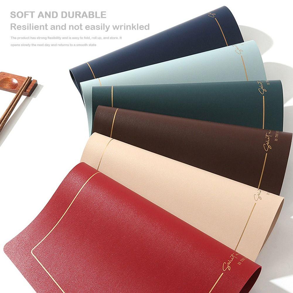 Chinese Style Leather Placemat PU Leather Western Placemat Heat Insulation Mat  Restaurant Use