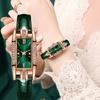 Luxury and Trendy Women's Diamond Studded Watch with Belt Markings In Peacock Green, Fashionable Women's Quartz Watch