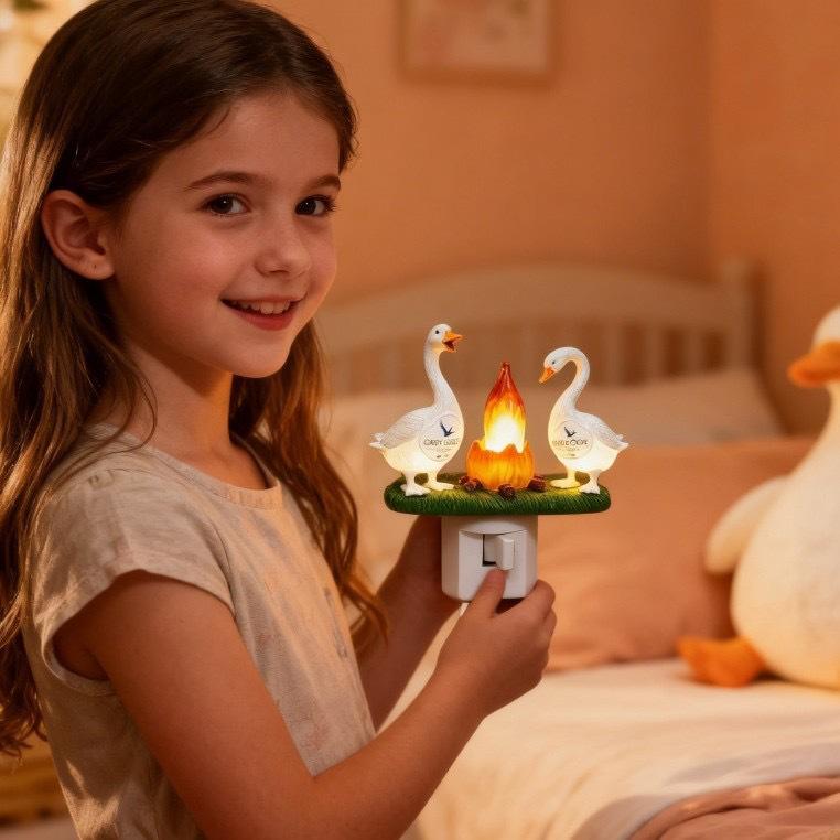 Creative Goose Shape Night Light Socket Light Resin Bonfire Atmosphere Light Bedroom Bar Decoration Led Night Light