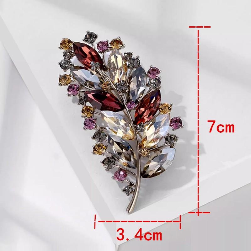 Women Girls Luxury Crystal Leaf Brooch Elegant Rhinestone Leaves Plants Clothing Accessories Brooches Pins Party Office Jewelry Gift