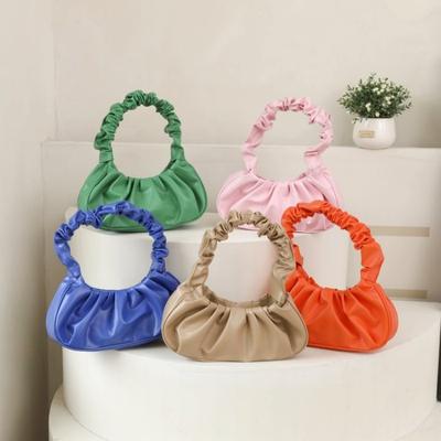 Fashion Pleated Handle Bags for Women Pu Cloud Bags Leisure Armpit Bags Shopping Shoulder Bags Dumpling Handbags Female