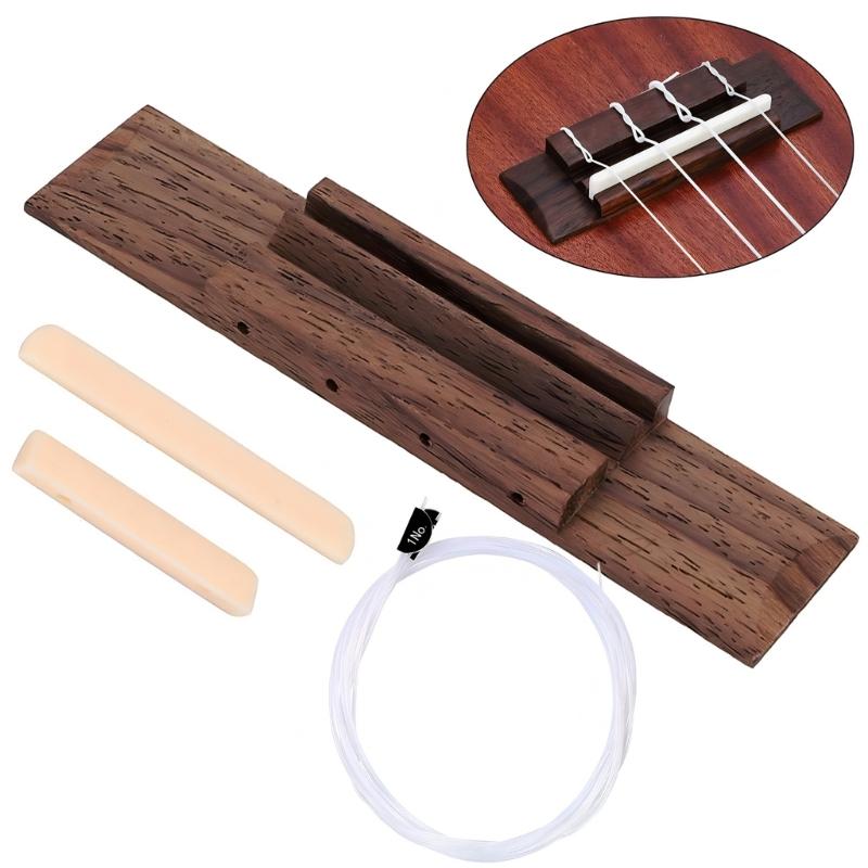 Premium Rosewood Ukulele Saddles Bridge Replacement Set for Enhances Sound Vibration Transmission on 4 String Instrument