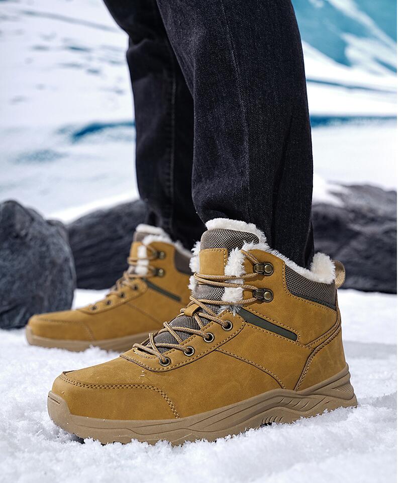 Superwarme Winter-Schneestiefel mit Fell Übergröße 39-46 Wanderschuhe Herren Rutschfeste Outdoor-Sneaker Herren Hoher Schaft Warme Schuhe
