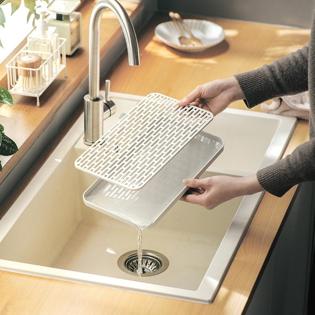 Multifunctional Dish Drainer Detachable Plate Drying Rack with Drain Board Ergonomic Design Prevents Water Organizer