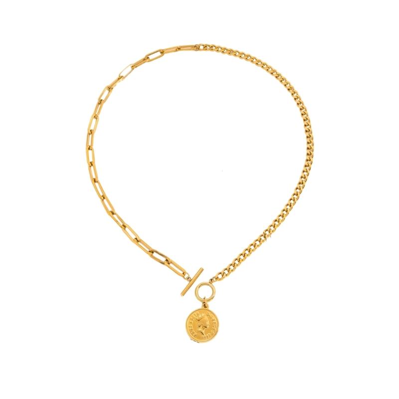 Stainless Steel Portrait Coin Pendant Necklace Wear Resistant Neckchain Jewelry For Long Time Comfortable Wear