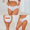 FINETOO 3 Stück/Set Baumwollunterwäsche für Damen Sexy Spitze Gerippt Floral Strings Weiblich Atmungsaktiv Einfarbig T-Back Bikini S-XL Sexy Spitzenhöschen