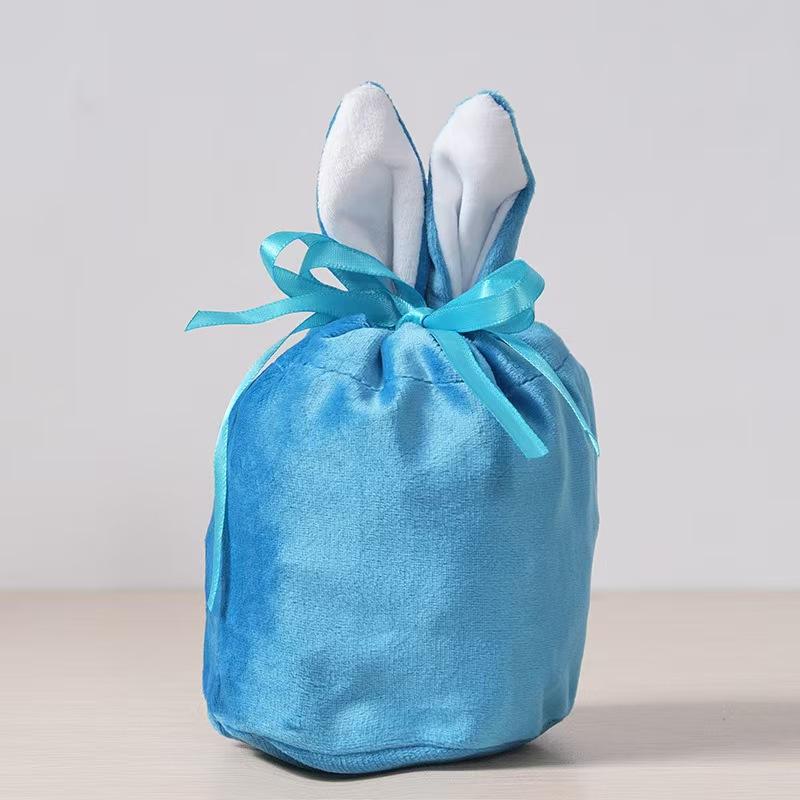 Easter Rabbit Ear Velvet Bag Cartoon Rabbit Printed Easter Egg Packaging Bag Candy Bag Party Gift BoxCute Rabbit Bundle Pocket