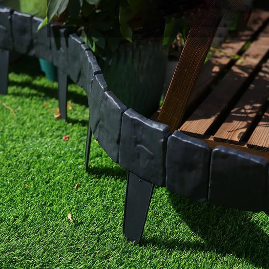 Imitation Stone Garden Fence, Garden Landscape Edging Border, Interlocking Plastic Retaining Edging Border, Decorative Picket Panels for Flower Bed