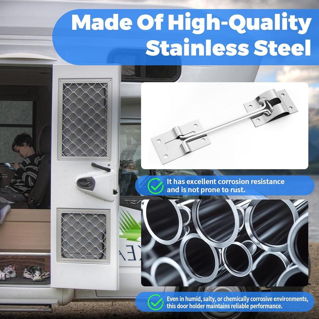 Wohnmobiltürhalter 304 Edelstahl Verdickt 6" T-Stil Türhalterfang für Anhängertürhalter, Wohnmobil, Reiseanhänger, Fracht, LKW & Lieferwagen Tür