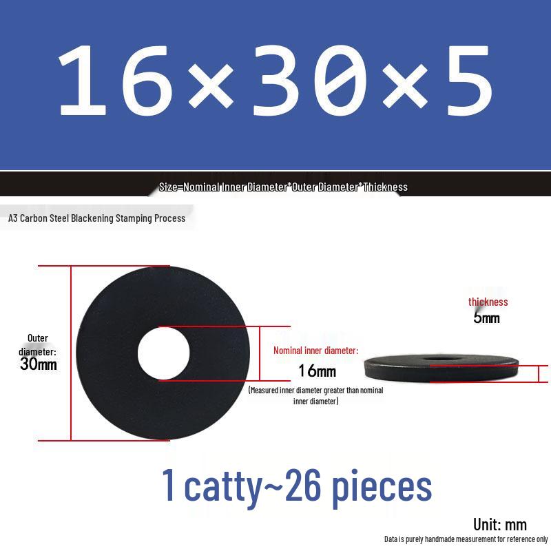 Black Oversized Thickened Round Metal Flat Washer Spacer for Home Use