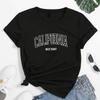 Damska koszulka California West Coast Letter Funny Black Print T-shirt Lato Y2K Harajuku Casual Streetwear Ubrania