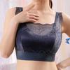 Women Fashion Breathable Wide Shoulder Straps V-shaped Beauty Back Anti Sagging Padded Sports Bra Lace Sweet Stitching Push Up Seamless Wireless Bra