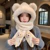 Winter warm plush hat new scarf gloves integrated cute bear three-piece set female cycling ear protectors