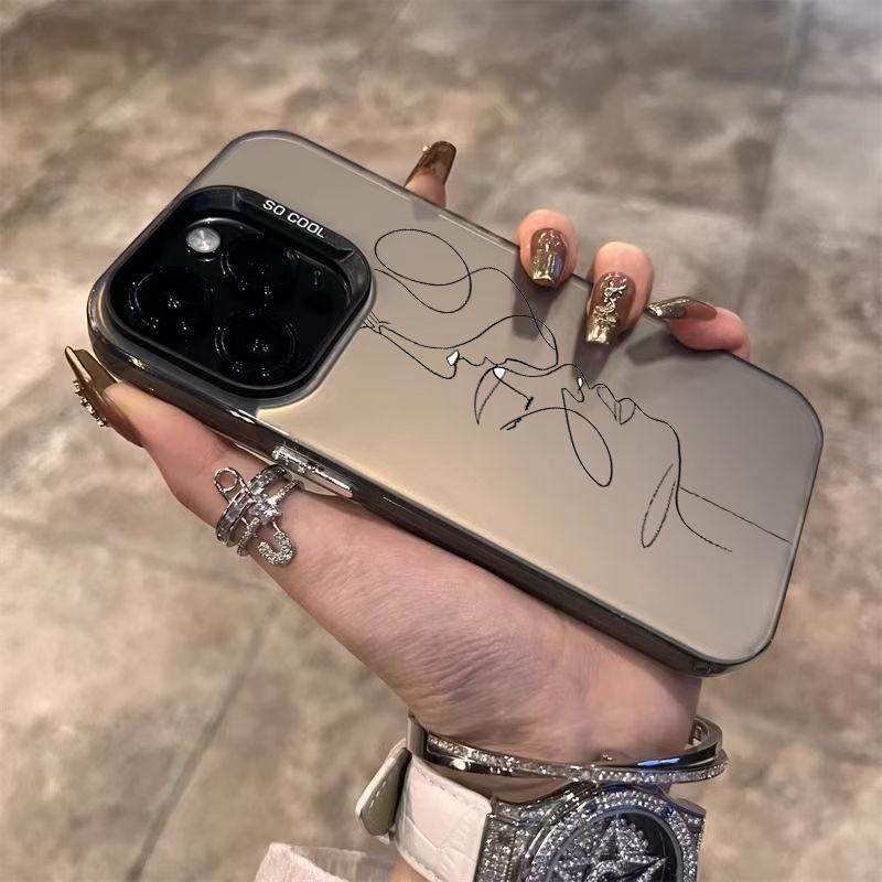 Line Sketch Couple Phone Case For iPhone 17 Cases iPhone 16 15 14 Pro Max 13 12 11 XS X XR 7 8 Plus 16E 17 Air Hard Back Cover