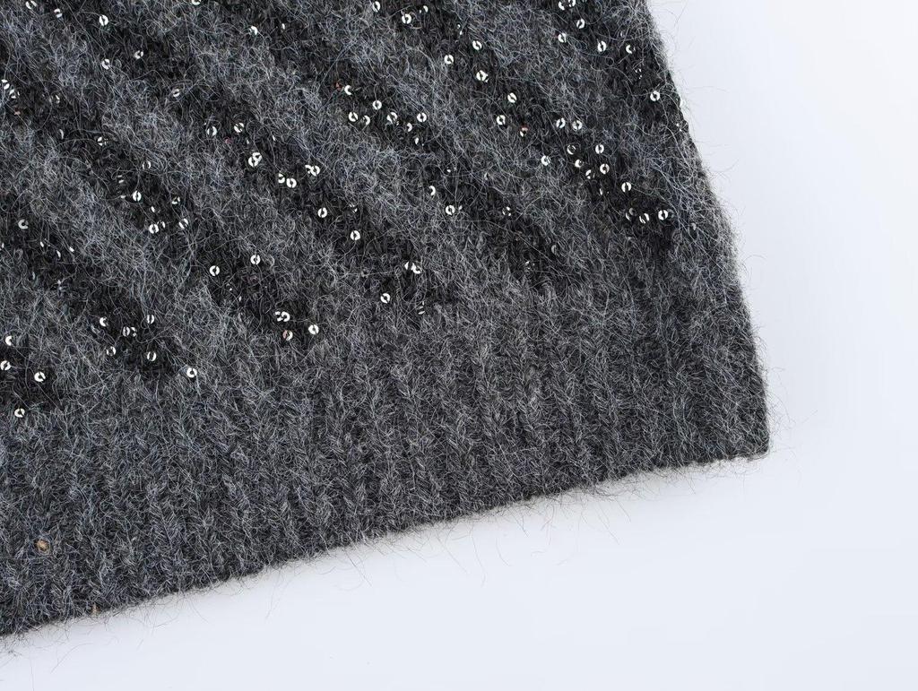 Spring 2025 Women's European V-neck Striped Lurex Knit Sleeveless Vest