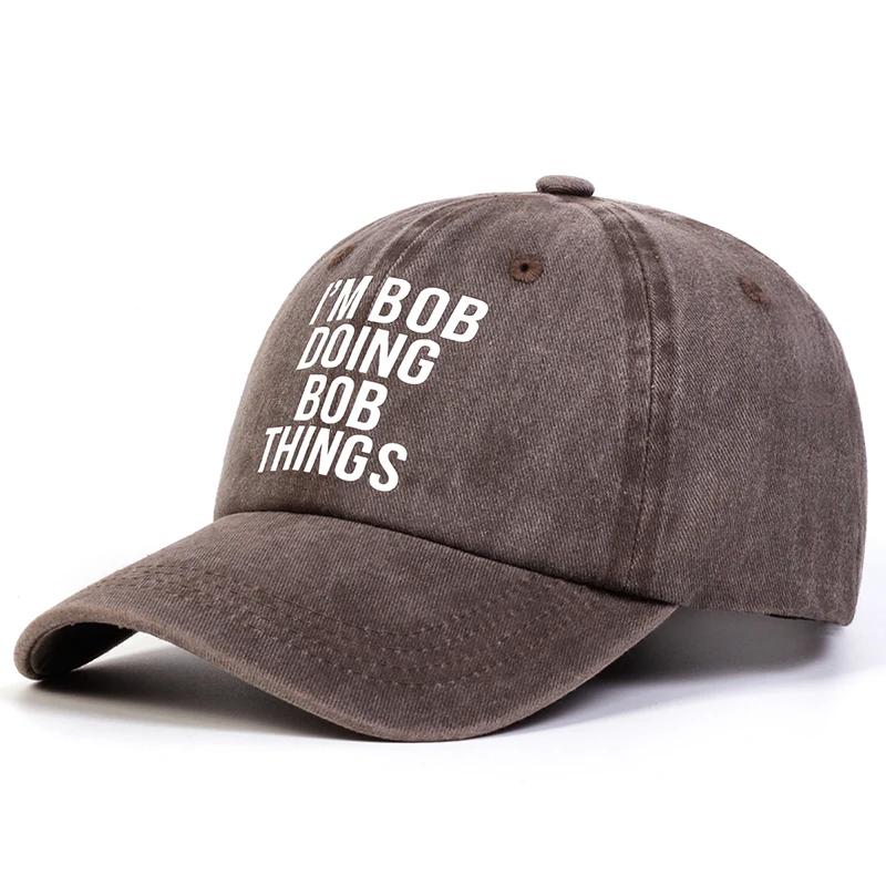 Unisex IM BOB DOING BOB THINGES Print Wash Baseball Caps Spring Autumn Outdoor Adjustable Casual Hats Sunscreen Hat Sports Cap