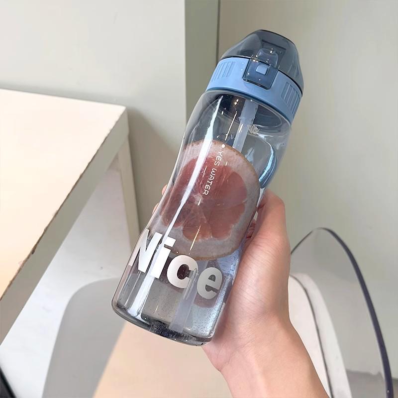 Plastic Straw Cup High Temperature Resistant Drop Proof Portable Water Bottle for School Boys Girls Outdoor Travel Sports Blue 580ml