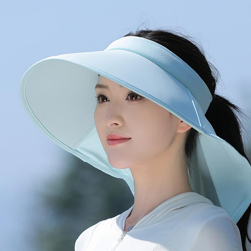 Ice Silk UV Protection Empty Top Sun Protection Hat Neck Protection Hat Neck Integrated Sun Hat Cycling Windproof Sun Hat
